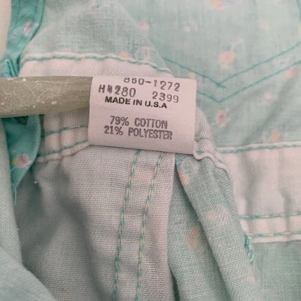 Vintage OshKosh Bgosh Mint Green Floral Corduroy Overalls 12M Made‎ in USA